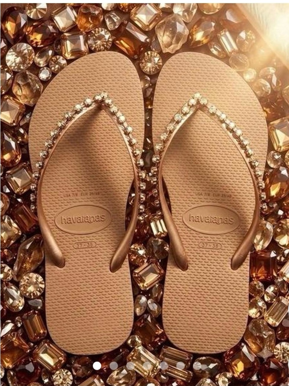Havaianas Swarovski Rose Gold Solar Aurora flip flops